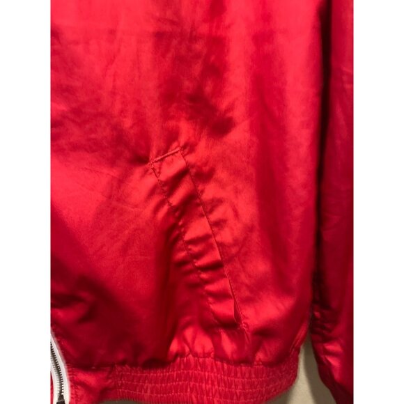 Zine Hooded Lightweight Windbreaker Jacket Sz M Red Zipper Closure Elastic Hem - Picture 3 of 7